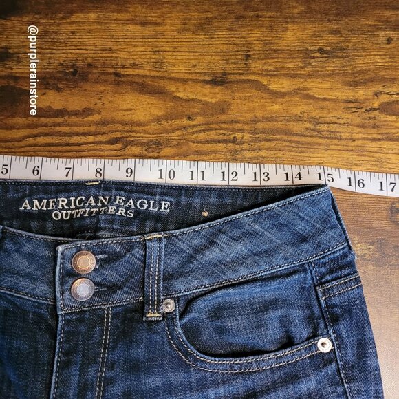 American Eagle Jeans 6 R Artist Crop Low Rise Medium Dark Wash Stretch Denim - Picture 6 of 12